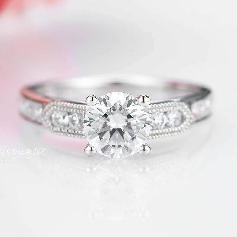 Elegant Jewelry, Affordable Luxury – Shop Now Round Cut Moissanite Engagement Ring- 14K White Gold Ring Elegant Jewelry, Affordable Luxury – Shop Now Round Cut Moissanite Engagement Ring- 14K White Gold Ring