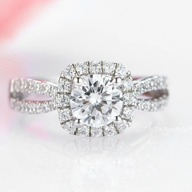 Limited-Time Jewelry Sale – Elegant Styles At Less Halo Moissanite Engagement Ring- 14K White Gold Limited-Time Jewelry Sale – Elegant Styles At Less Halo Moissanite Engagement Ring- 14K White Gold