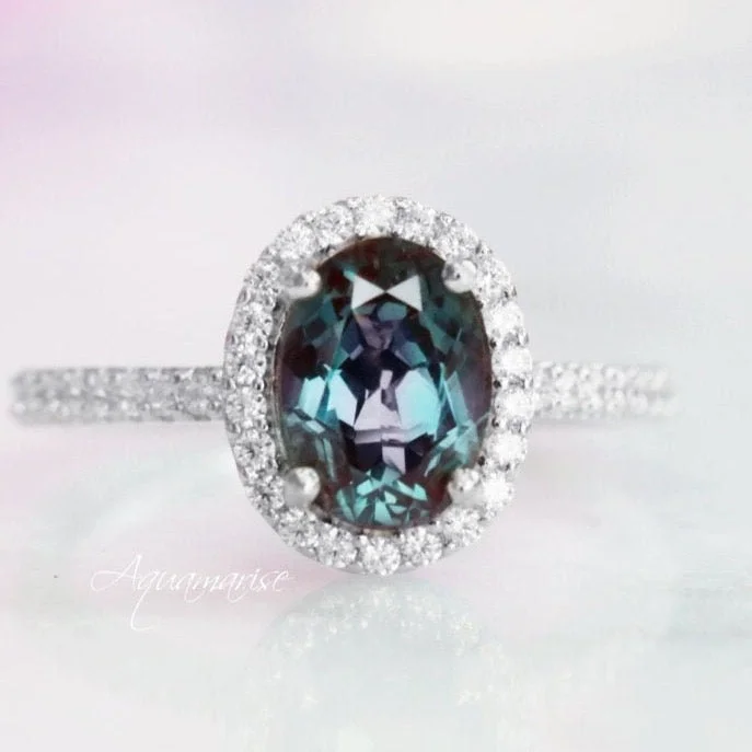 Make Every Moment Shine – Jewelry Discounts Available Iris Teal & Purple Oval Alexandrite Engagement Ring- 14K White Gold Make Every Moment Shine – Jewelry Discounts Available Iris Teal & Purple Oval Alexandrite Engagement Ring- 14K White Gold