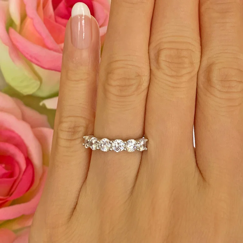 Gorgeous Jewelry, Limited-Time Savings 2 ctw Half Eternity Band - 10k Solid White Gold - Sz 6, 8 or 10 Gorgeous Jewelry, Limited-Time Savings 2 ctw Half Eternity Band - 10k Solid White Gold - Sz 6, 8 or 10