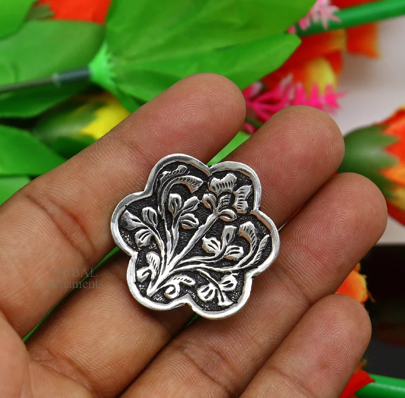 925 Sterling silver handmade gorgeous flower design chitai work adjustable rings band fabulous tribal temple ring band, charm ring ring492