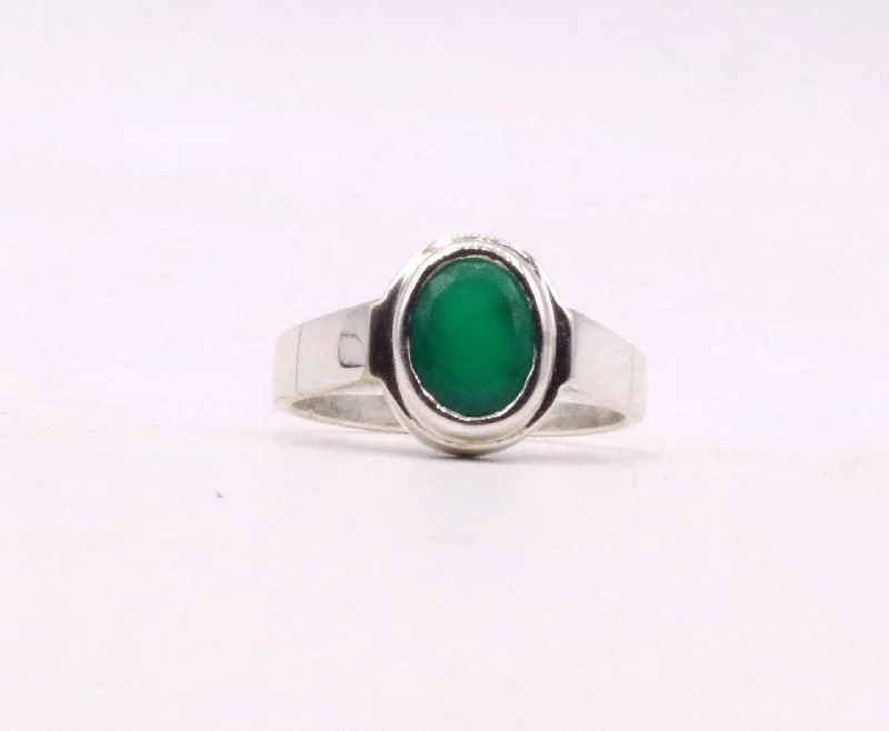 925 sterling silver handmade green onyx stone unisex ring fabulous band from rajasthan india