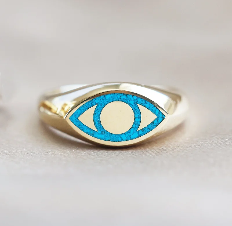 All seeing eye Gold signet ring