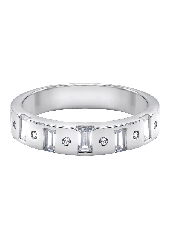 Unmissable Jewelry Sale – Shop Before It's Too Late Mens Silver CZ Wedding Band | Appx 4.5 Grams