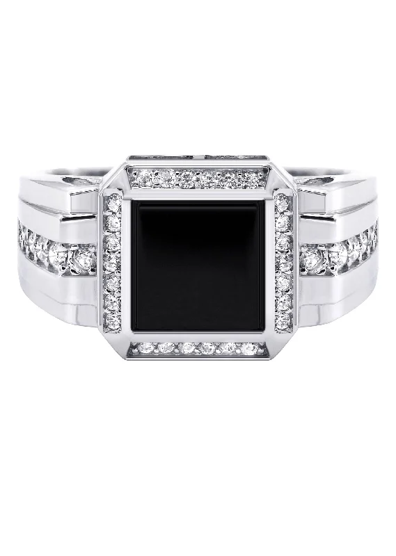 Must-Have Jewelry At Irresistible Discounts Mens Silver CZ Onyx Ring | Appx 7.6 Grams Must-Have Jewelry At Irresistible Discounts Mens Silver CZ Onyx Ring | Appx 7.6 Grams