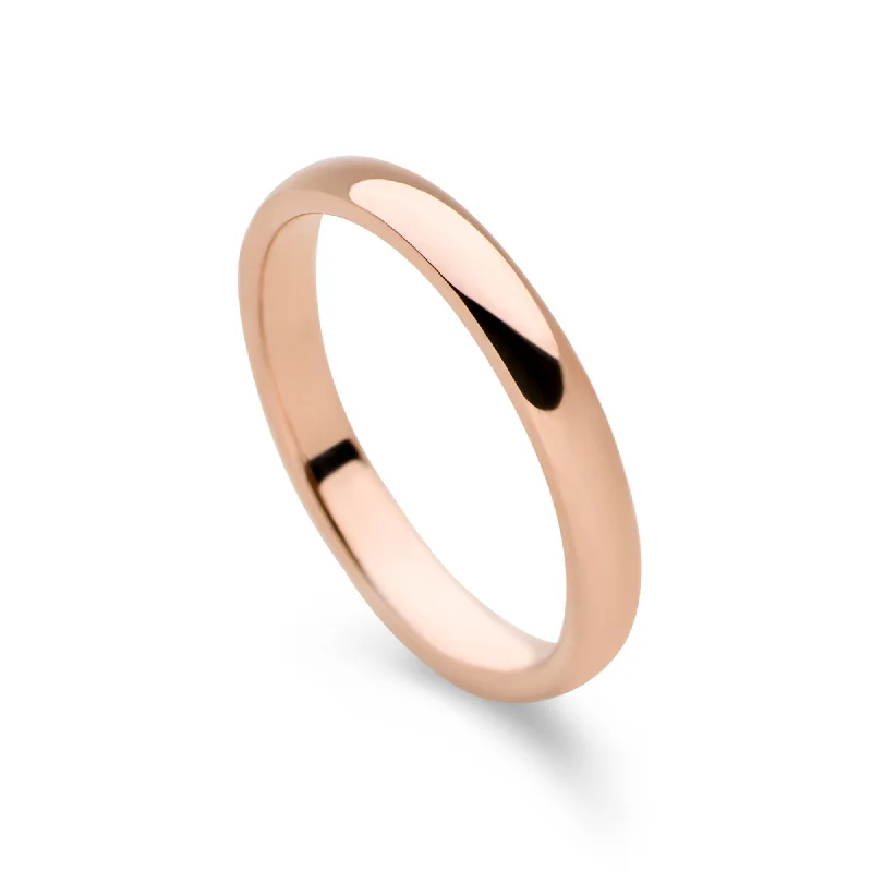 D Shaped Rose Gold Plated Ring (3mm)