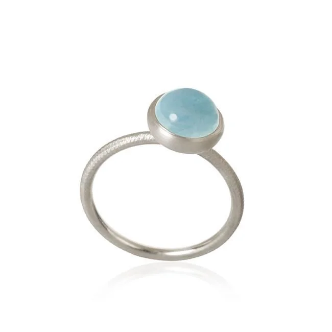 Small Pacific Silver Ring w. Aquamarine