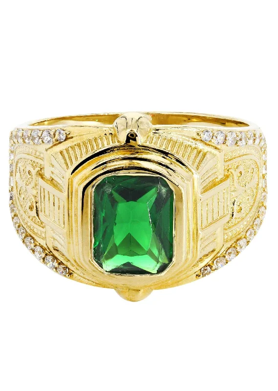 Luxury Jewelry At Unbeatable Discounts Emerald  10K Gold Mens Ring | 7.2 Grams