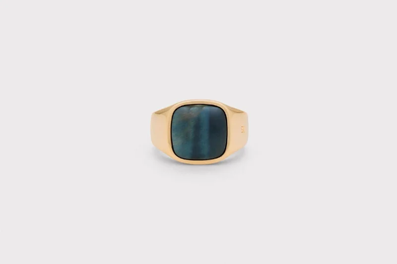 Luxury Jewelry Now At Special Promotional Rates IX Cushion Signet 22K Gold Plated Ring w. Hawks Eye Ring Luxury Jewelry Now At Special Promotional Rates IX Cushion Signet 22K Gold Plated Ring w. Hawks Eye Ring