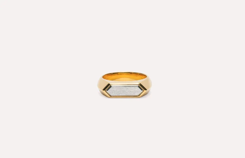 IX Mini Hexagon Gold Plated Ring