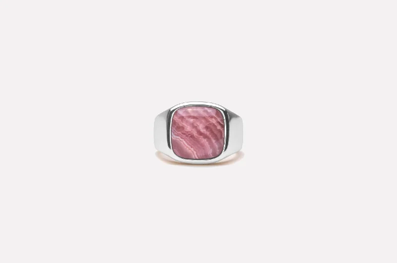 IX Cushion Rhodocrosite Signet Ring