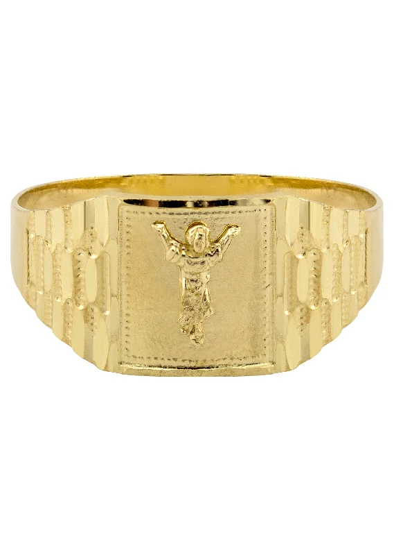 Unique Jewelry For Less – Shop The Sale Now Mens Baby Jesus Signet Ring - 10K Gold | 2 Grams