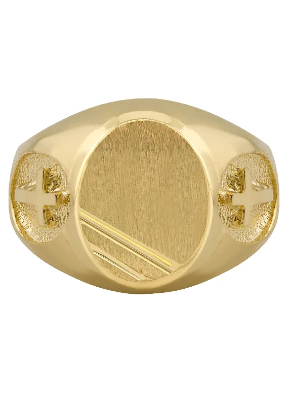 Shop Stylish Jewelry Now And Save Big Mens Cross Signet Ring - 10K Gold | 5 Grams