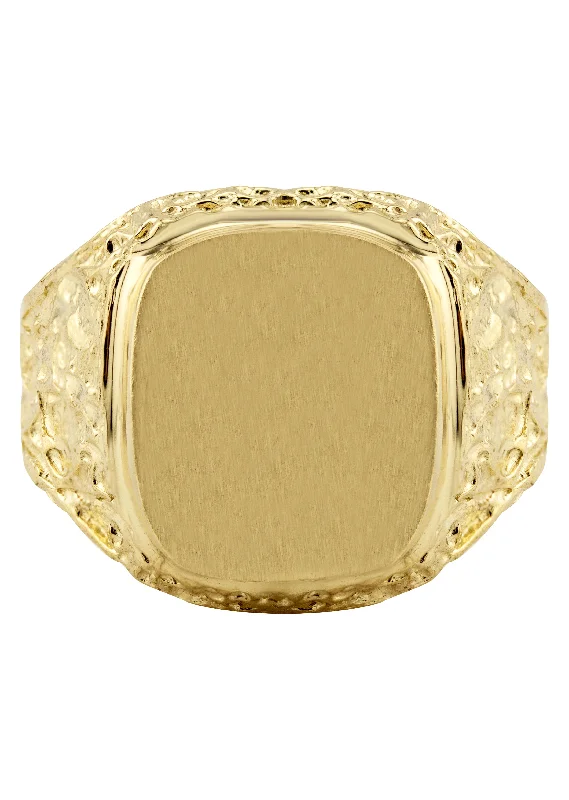 Grab Stylish Jewelry Before The Sale Ends Mens Nugget Signet Ring - 10K Gold | 7 Grams Grab Stylish Jewelry Before The Sale Ends Mens Nugget Signet Ring - 10K Gold | 7 Grams