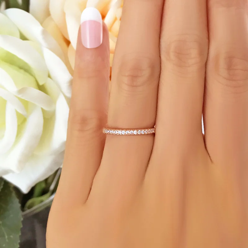 Special Deals On Handcrafted And Designer Jewelry Half Eternity Band - 8k Solid Rose Gold, Sz 5 Special Deals On Handcrafted And Designer Jewelry Half Eternity Band - 8k Solid Rose Gold, Sz 5