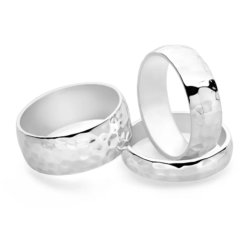 Must-Have Jewelry At Unbelievable Discounts Hammered D-Shaped Silver Band Ring