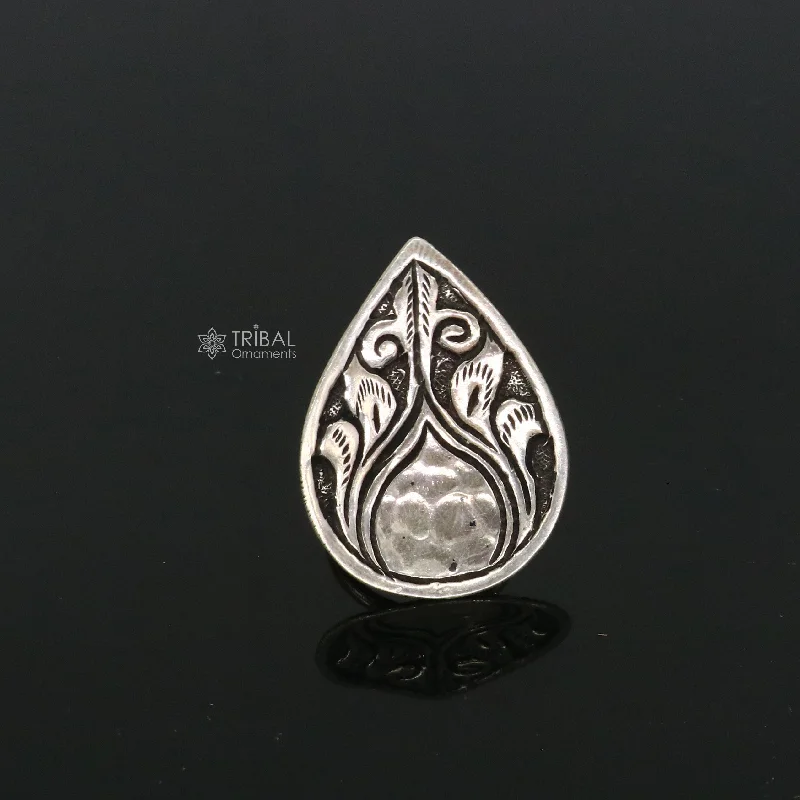 Indian Classical cultural flower design 925 sterling silver adjustable ring, best tribal ethnic jewelry Navratri jewelry sr389