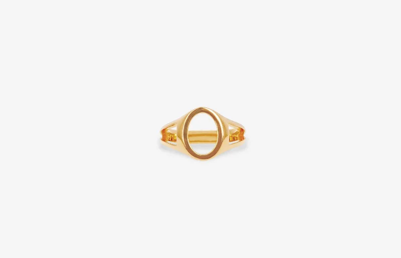 IX Mini Oval Simple Signet 22K Gold Plated Ring