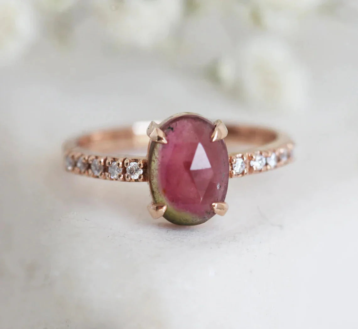 Seasonal Jewelry Deals – Elevate Your Style Jolene Oval Watermelon Tourmaline Ring