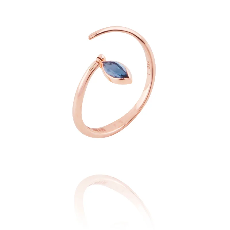 Swinging Spiral 18K Rosegold Ring w. Topaz & Amethyst