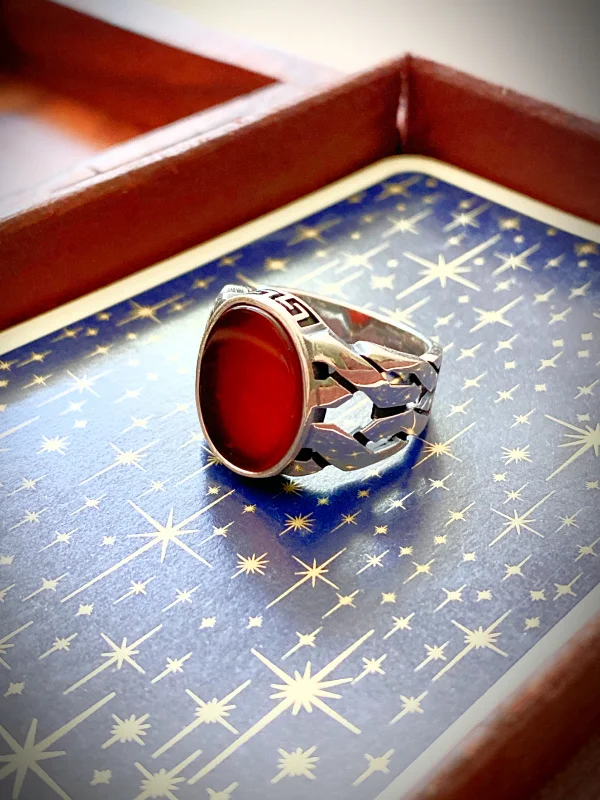 Dainty Floral Jewelry For Feminine Elegance Braided Carnelian Signet Ring
