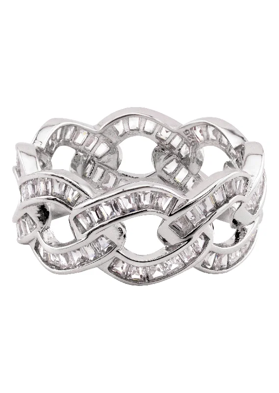 Bohemian-Inspired Jewelry For Free-Spirited Fashion Mens Silver CZ Cuban Ring | Appx 5.5 Grams Bohemian-Inspired Jewelry For Free-Spirited Fashion Mens Silver CZ Cuban Ring | Appx 5.5 Grams