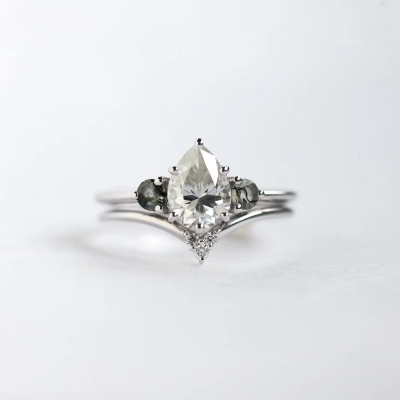 Unmissable Discounts On Timeless Jewelry Pieces Misella Pear Moissanite Ring With Moss Agate - Ready To Ship Unmissable Discounts On Timeless Jewelry Pieces Misella Pear Moissanite Ring With Moss Agate - Ready To Ship