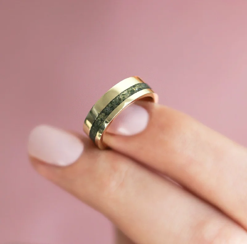 Chic And Stylish Jewelry At Exclusive Prices Jean Crushed Moss Agate Inlay Wedding Band Chic And Stylish Jewelry At Exclusive Prices Jean Crushed Moss Agate Inlay Wedding Band