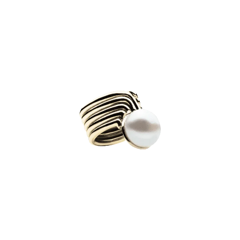 Supersonic Pearl Ring Gold Plated