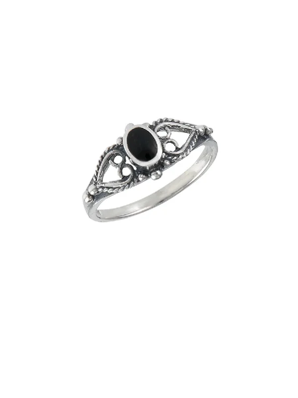 Limited-Stock Jewelry Clearance – Grab Your Favorites Now Onyx and Hearts Ring