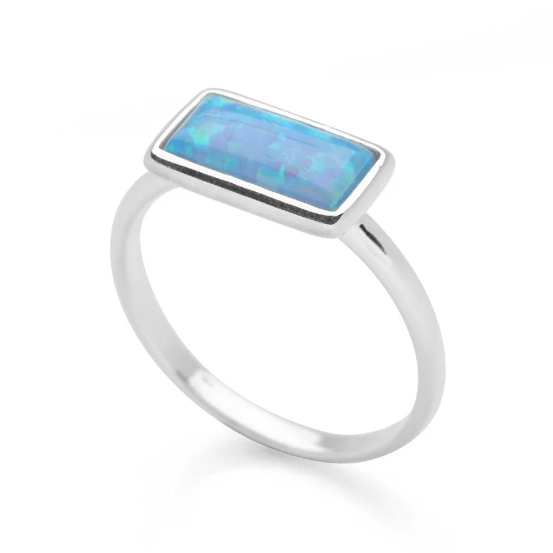 Blue Opal Bar Ring