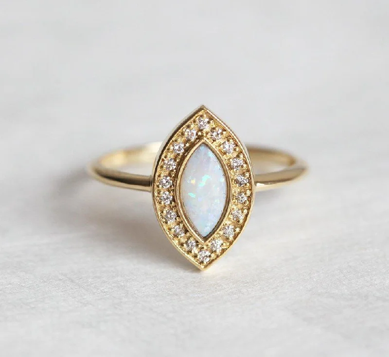 Fashion-Forward Geometric Jewelry For Contemporary Style Rihanna Marquise Opal Ring Fashion-Forward Geometric Jewelry For Contemporary Style Rihanna Marquise Opal Ring