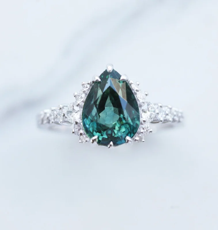 Limited-Time Offer On Elegant Jewelry Pieces Annalise Teal Sapphire Diamond Ring