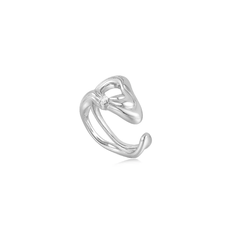 Fashion-Forward Geometric Jewelry For Contemporary Style Silver Twisted Wave Wide Adjustable Ring Fashion-Forward Geometric Jewelry For Contemporary Style Silver Twisted Wave Wide Adjustable Ring