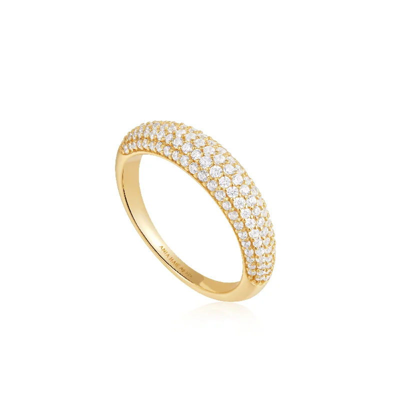 Delicate Crystal Jewelry For Sophisticated Charm Gold Pavé Dome Ring
