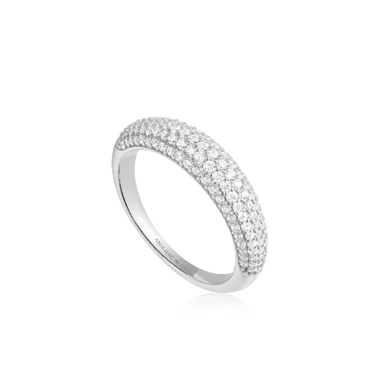 Versatile Layering Jewelry For Effortless Chic Silver Pavé Dome Ring