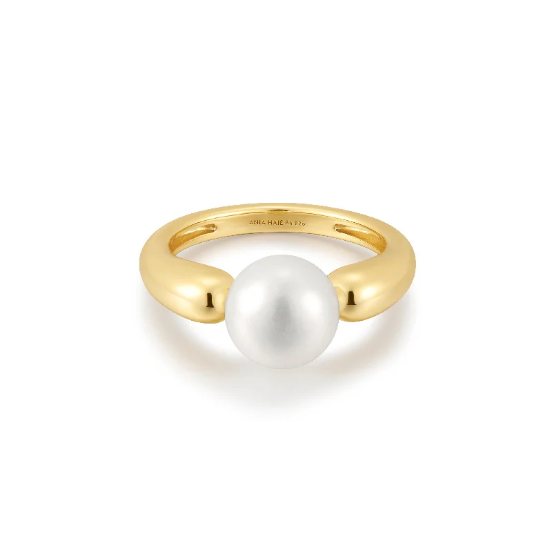 Glamorous Jewelry, Glamorous Deals – Shop Now Gold Freshwater Sphere Pearl Ring