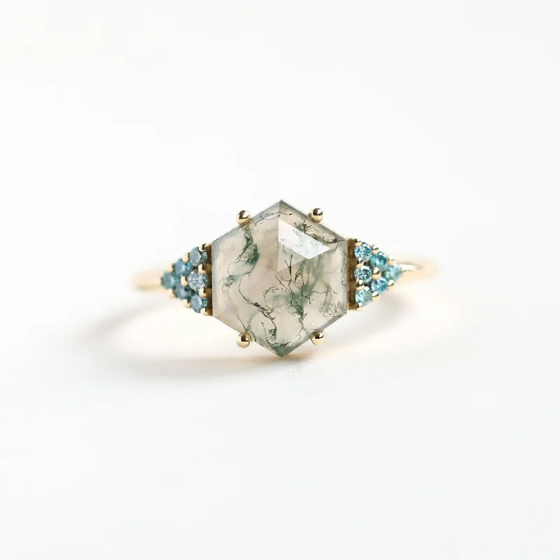 Flash Sale On Stunning Jewelry – Don't Miss Out River Hexagon Moss Agate Ring