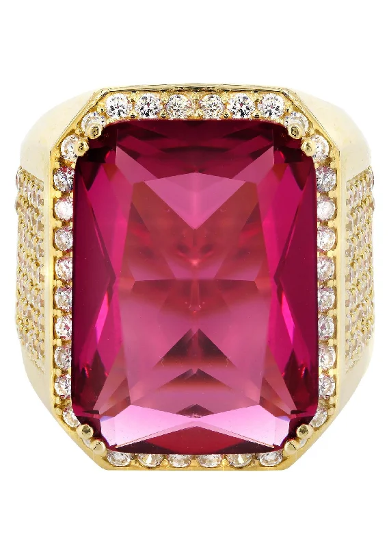 Shop Trending Jewelry With Exclusive Savings Ruby 10K Gold Mens Ring | 21.8 Grams