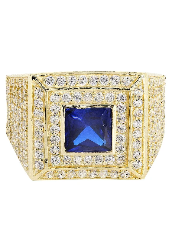 Handcrafted Beauty At Affordable Prices Sapphire  10K Gold Mens Ring | 10.9 Grams