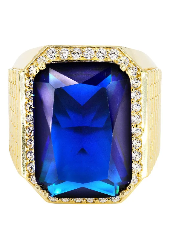Timeless Elegance At Unbelievable Discounts Sapphire 10K Gold Mens Ring | 23.1 Grams Timeless Elegance At Unbelievable Discounts Sapphire 10K Gold Mens Ring | 23.1 Grams