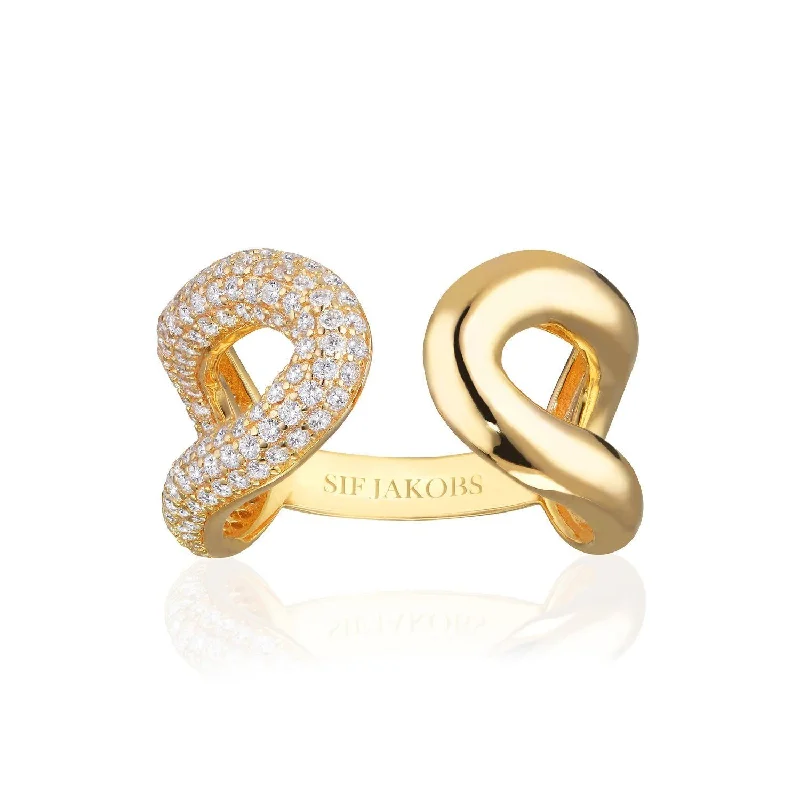 Call Capri Due Gold Plated Ring w. White Zirconias