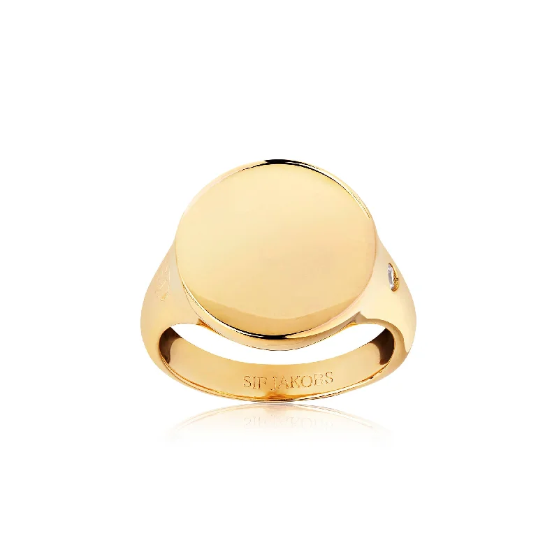 Follina Pianura Grande Gold Plated Ring w. White Zirconia