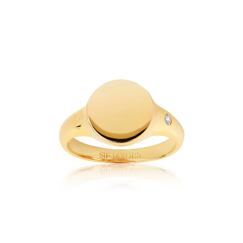 Follina Pianura Piccolo Gold Plated Ring w. White Zirconia