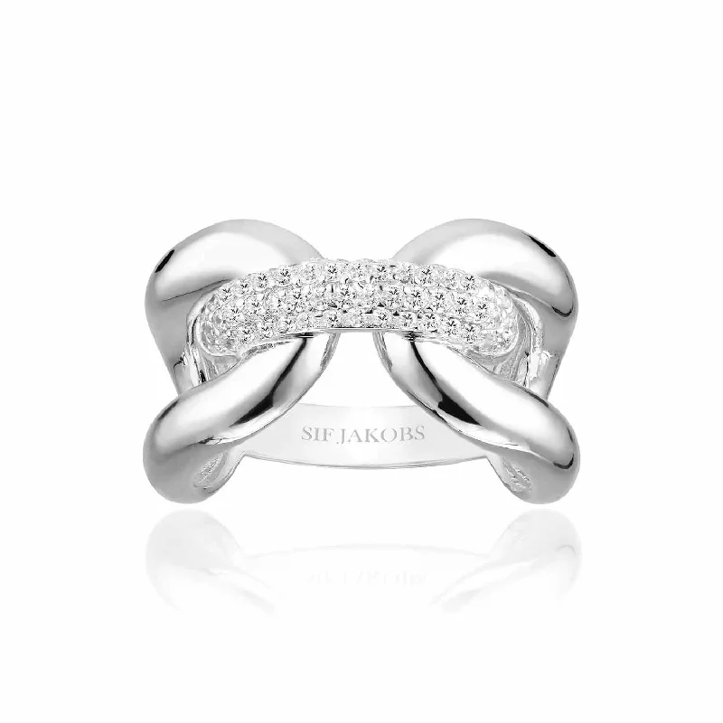 Fashion-Forward Jewelry At Incredible Prices Capri Tre Silver Ring w. White Zirconias Fashion-Forward Jewelry At Incredible Prices Capri Tre Silver Ring w. White Zirconias