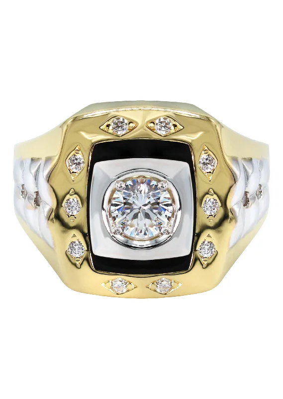 Beautiful Jewelry, Breathtaking Discounts – Hurry In Mens Silver CZ Gold Signet Ring | Appx 8.4 Grams