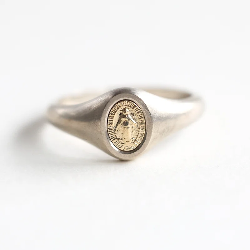 Virgin Mary Signet Ring 14K Or 18K Gold