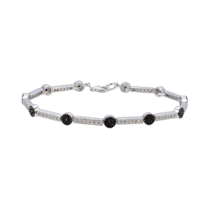 High-End Sparkle, Low-End Prices – Shop Now 0.55 cttw Black And White Diamond Tennis Bracelet .925 Sterling Silver Rhodium High-End Sparkle, Low-End Prices – Shop Now 0.55 cttw Black And White Diamond Tennis Bracelet .925 Sterling Silver Rhodium