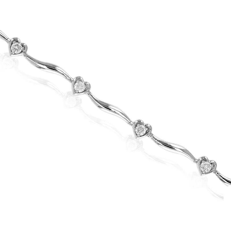 Elegant Jewelry, Exclusive Prices – Shop Now 1/2 cttw Classic Diamond Bracelet 10K White Gold Round Prong Set Heart 7 Inch