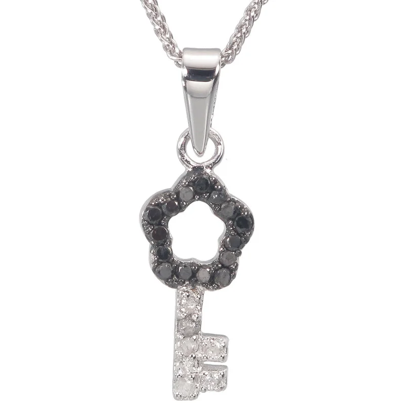 Limited-Stock Jewelry Sale – Shop Before It's Gone 1/5 cttw Black And White Diamond Pendant Necklace .925 Sterling Silver Rhodium Limited-Stock Jewelry Sale – Shop Before It's Gone 1/5 cttw Black And White Diamond Pendant Necklace .925 Sterling Silver Rhodium